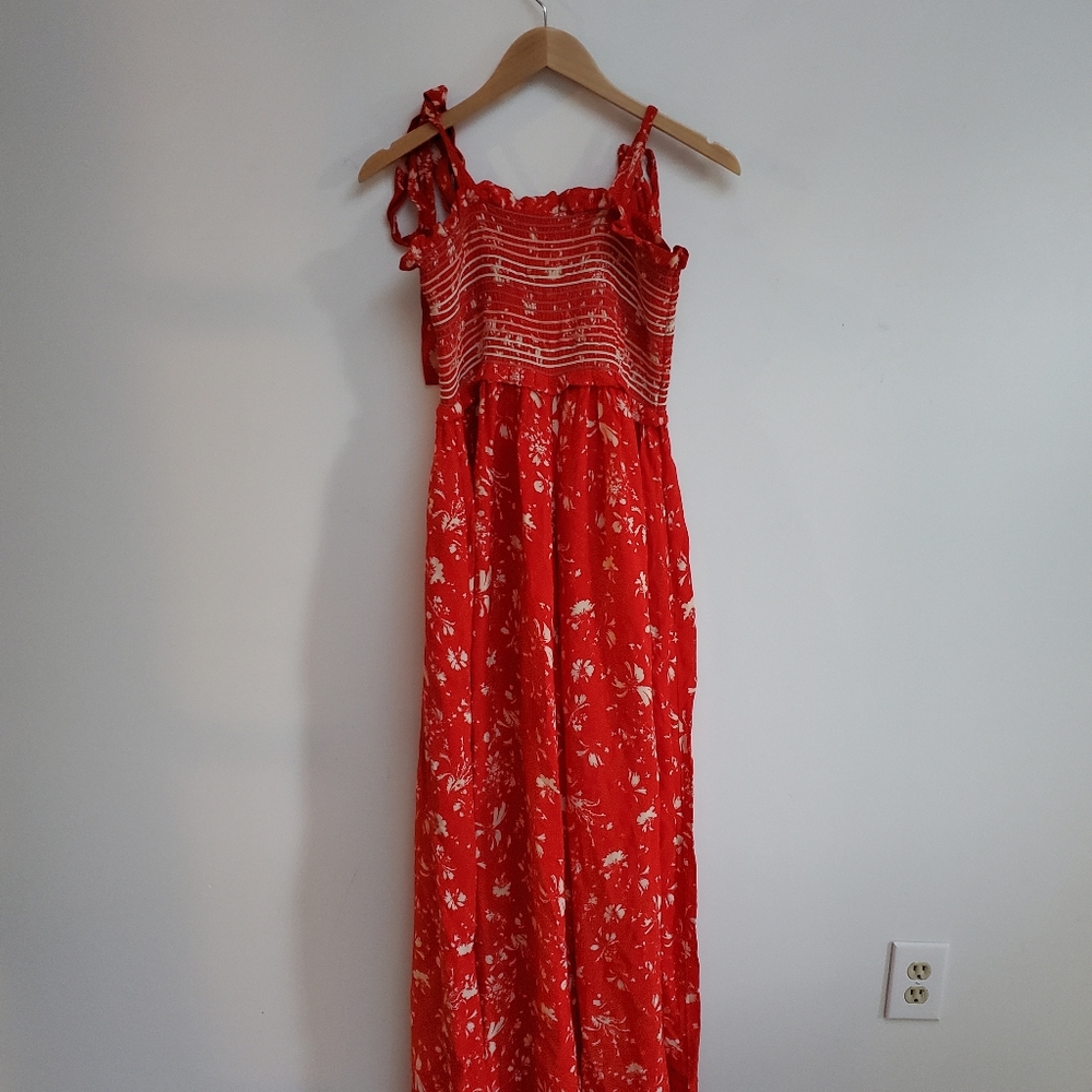 Free People Color My World Floral Wide Leg Jumsuit Smocked Boho Cottagecore Sz S - Picture 6 of 9